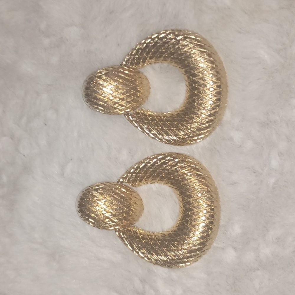 Edwin Pearl Snakeskin Gold Open Tear Drop Earrings